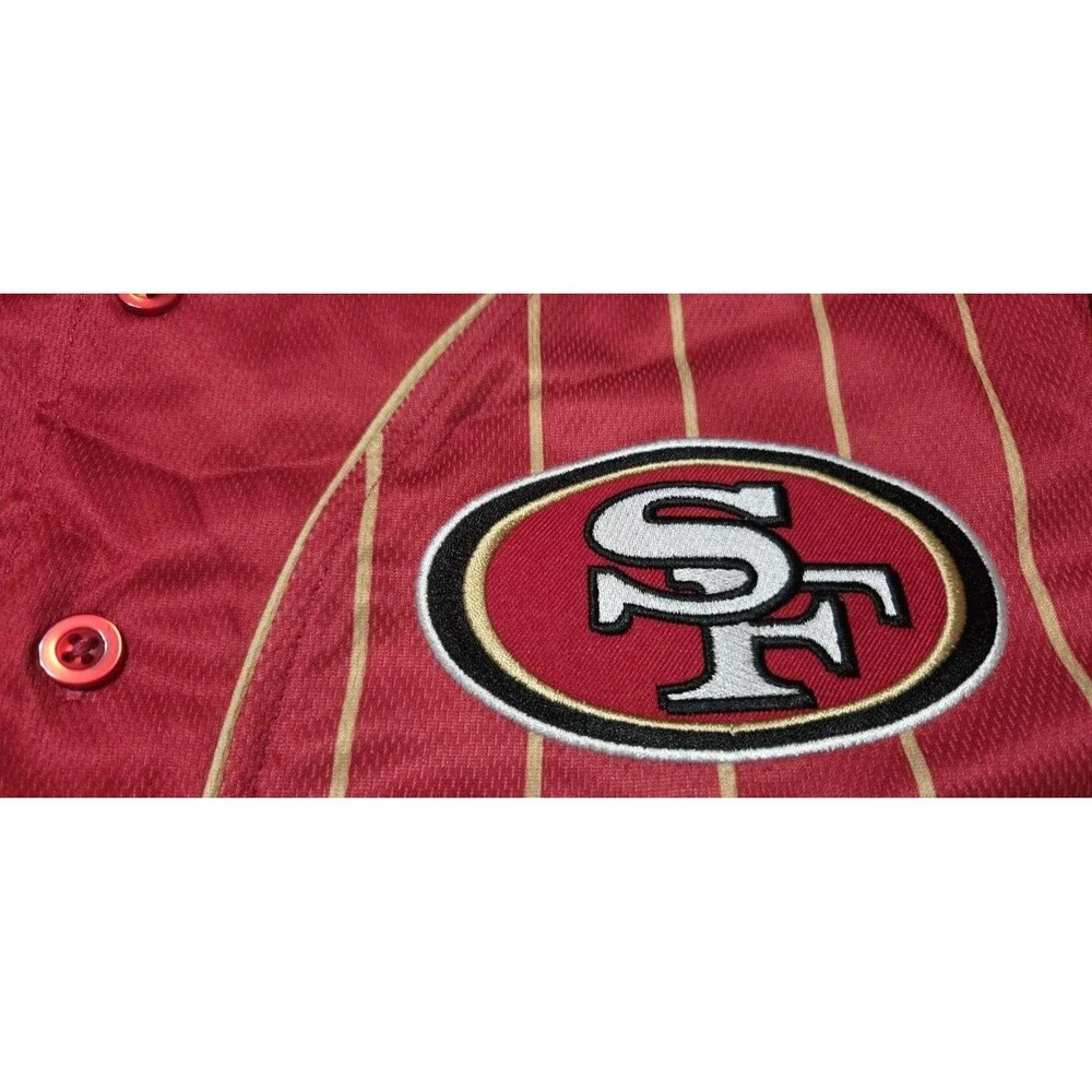 San Francisco 49ers Baseball Jersey Red And Gold Stripes Size Medium NWT